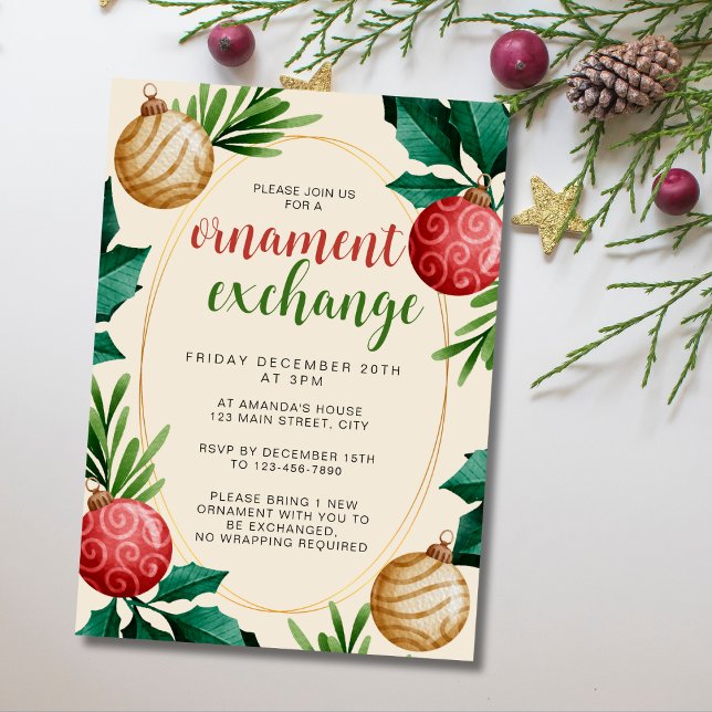 Invitación Navidades Fiesta de intercambio de ornamentos fest (Subido por el creador)