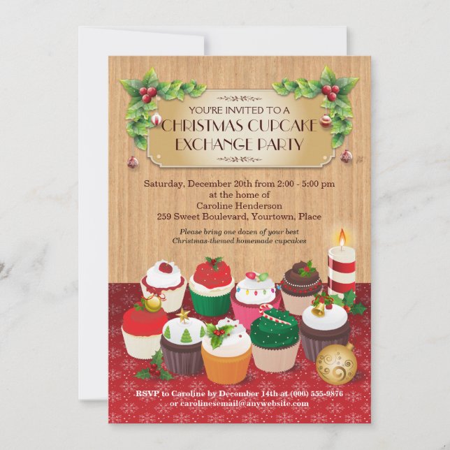Invitación Navidades Fiesta de intercambio de pasteles (Anverso)