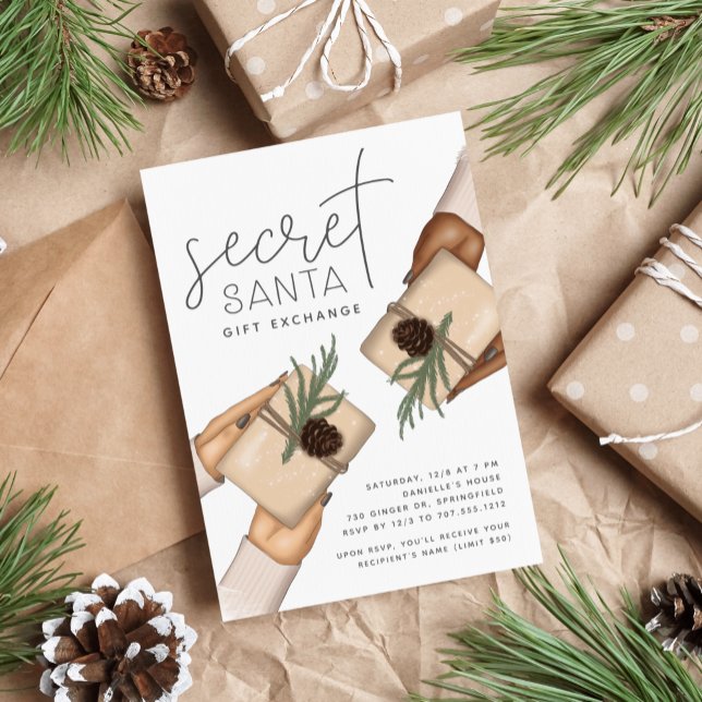 Invitación Navidades Fiesta de intercambio de regalos secreto (Subido por el creador)