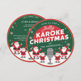 Invitación Navidades Fiesta de Karaoke cantando récord Santa 