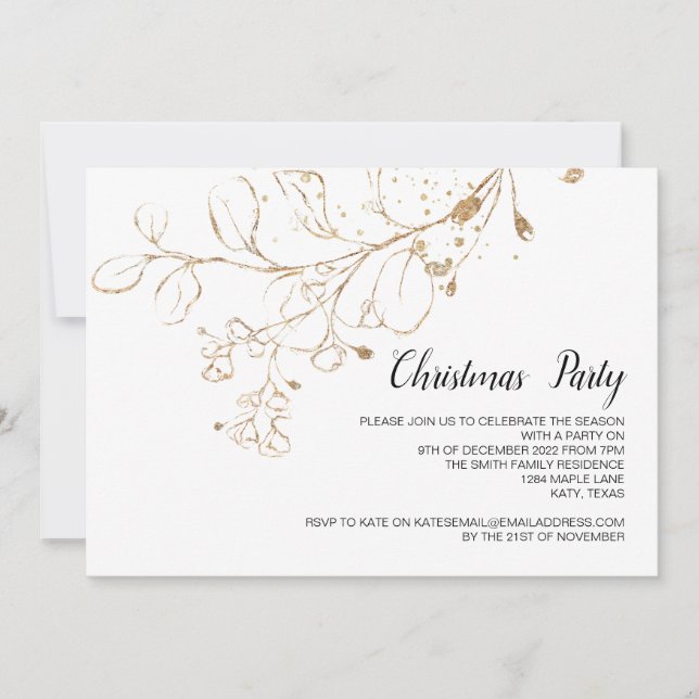 Invitación Navidades Fiesta de la cena Celebración del almuer (Anverso)