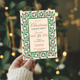 Invitación Navidades fiesta de la cena de bayas sagradas