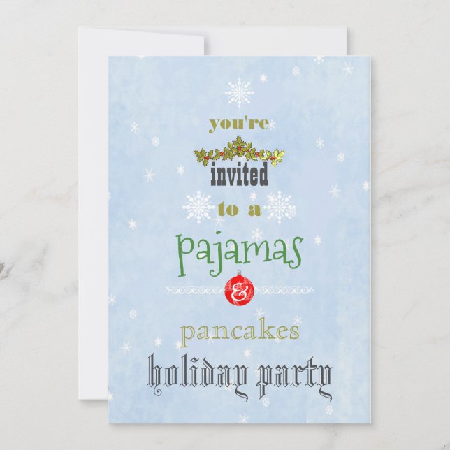 Invitación Navidades Fiesta de la familia Pajamas y Pancakes (Anverso)