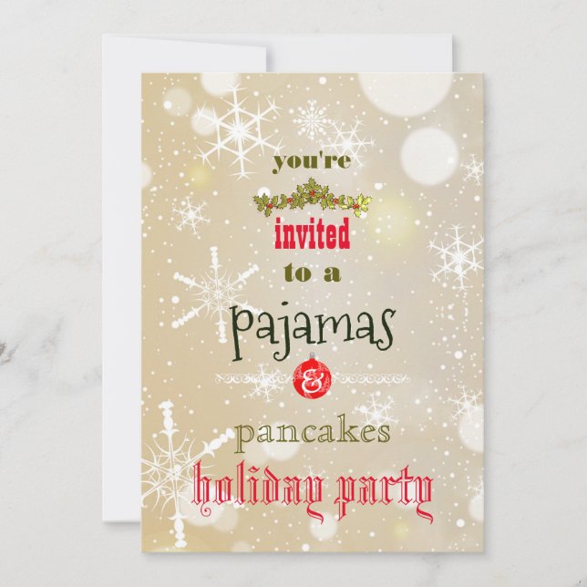 Invitación Navidades Fiesta de la familia Pajamas y Pancakes (Anverso)
