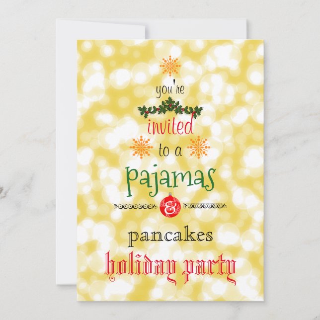 Invitación Navidades Fiesta de la familia Pajamas y Pancakes (Anverso)