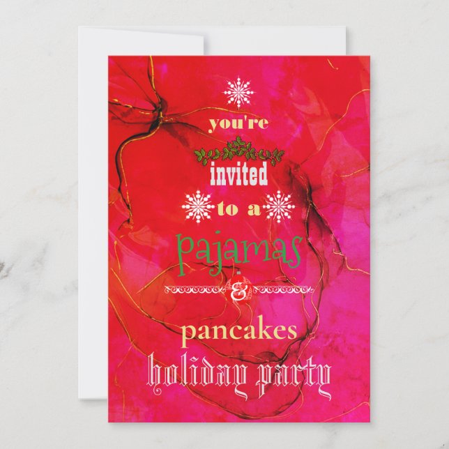 Invitación Navidades Fiesta de la familia Pajamas y Pancakes (Anverso)