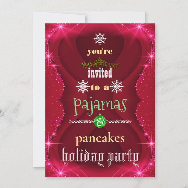 Invitación Navidades Fiesta de la familia Pajamas y Pancakes (Anverso)