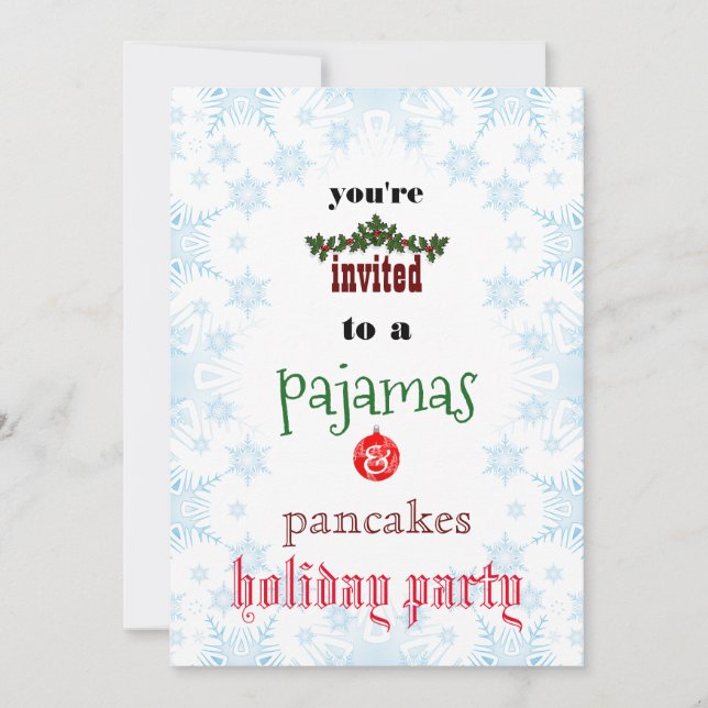 Invitación Navidades Fiesta de la familia Pajamas y Pancakes (Anverso)