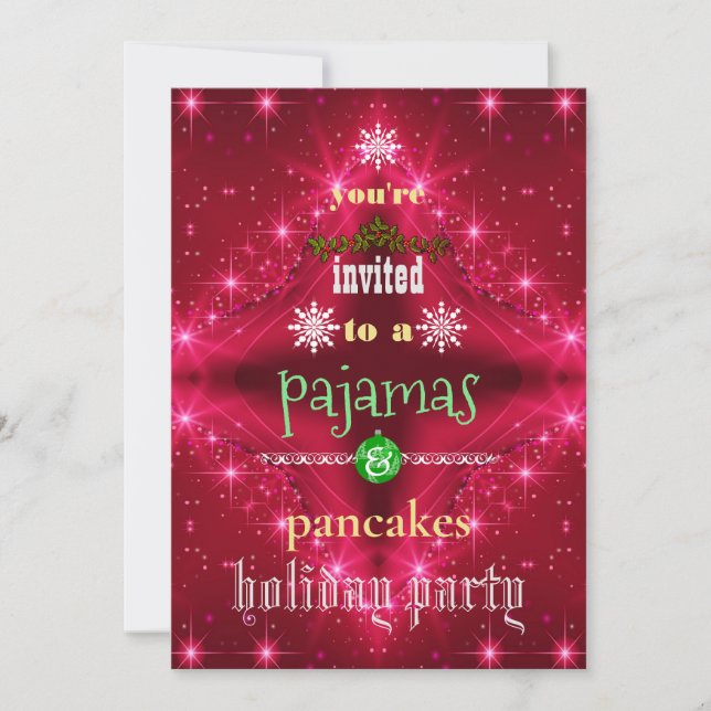 Invitación Navidades Fiesta de la familia Pajamas y Pancakes (Anverso)