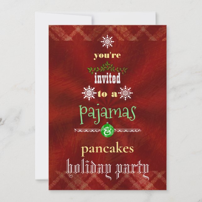 Invitación Navidades Fiesta de la familia Pajamas y Pancakes (Anverso)