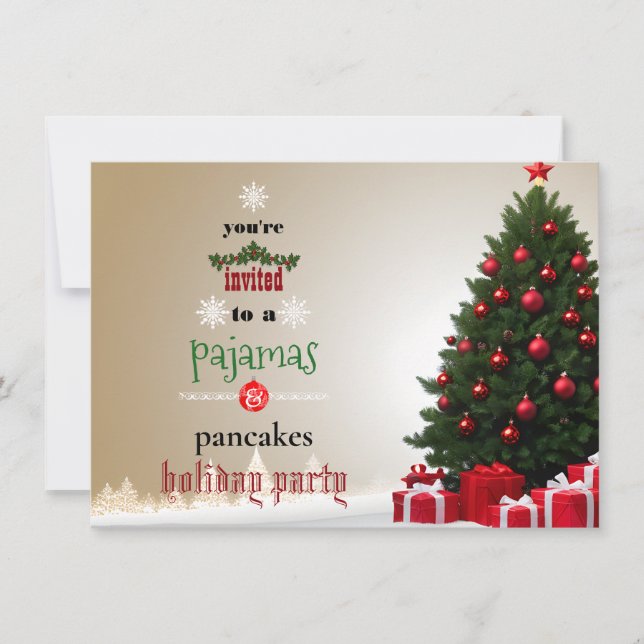 Invitación Navidades Fiesta de la familia Pajamas y Pancakes (Anverso)