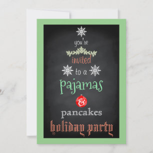 Invitación Navidades Fiesta de la familia Pajamas y Pancakes