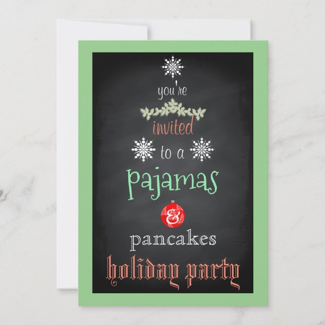 Invitación Navidades Fiesta de la familia Pajamas y Pancakes (Anverso)