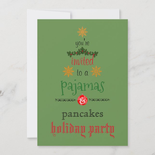 Invitación Navidades Fiesta de la familia Pajamas y Pancakes (Anverso)