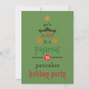 Invitación Navidades Fiesta de la familia Pajamas y Pancakes