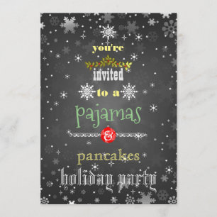 Invitación Navidades Fiesta de la familia Pajamas y Pancakes