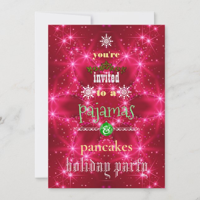 Invitación Navidades Fiesta de la familia Pajamas y Pancakes (Anverso)