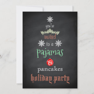Invitación Navidades Fiesta de la familia Pajamas y Pancakes