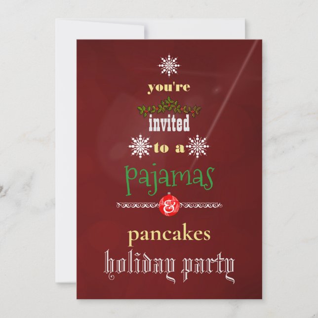 Invitación Navidades Fiesta de la familia Pajamas y Pancakes (Anverso)