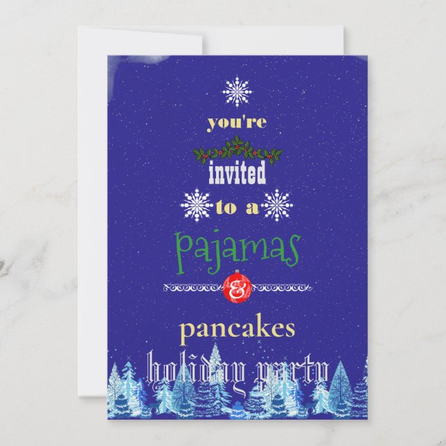 Invitación Navidades Fiesta de la familia Pajamas y Pancakes (Anverso)