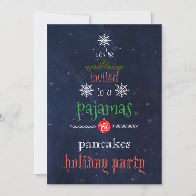 Invitación Navidades Fiesta de la familia Pajamas y Pancakes (Anverso)