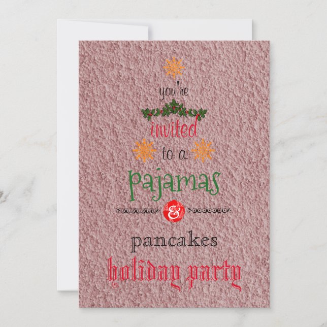 Invitación Navidades Fiesta de la familia Pajamas y Pancakes (Anverso)
