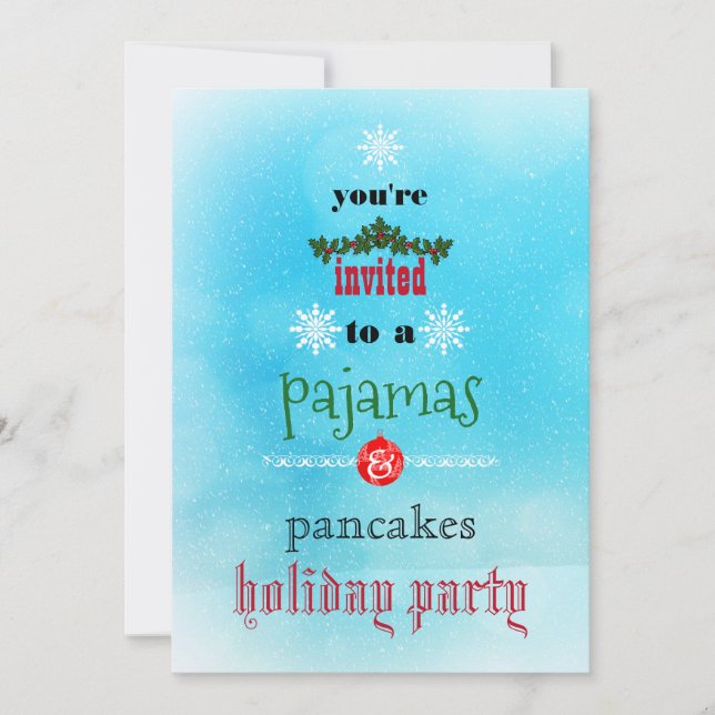 Invitación Navidades Fiesta de la familia Pajamas y Pancakes (Anverso)