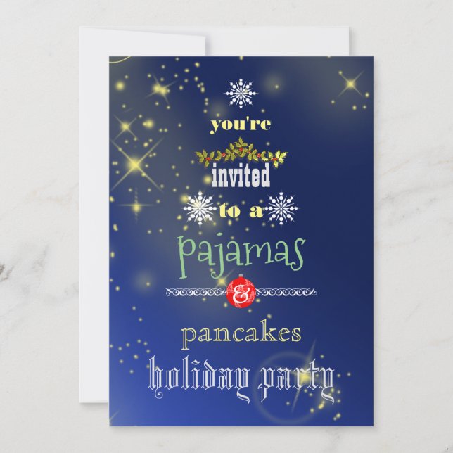 Invitación Navidades Fiesta de la familia Pajamas y Pancakes (Anverso)