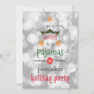 Invitación Navidades Fiesta de la familia Pajamas y Pancakes
