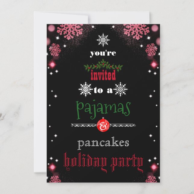 Invitación Navidades Fiesta de la familia Pajamas y Pancakes (Anverso)