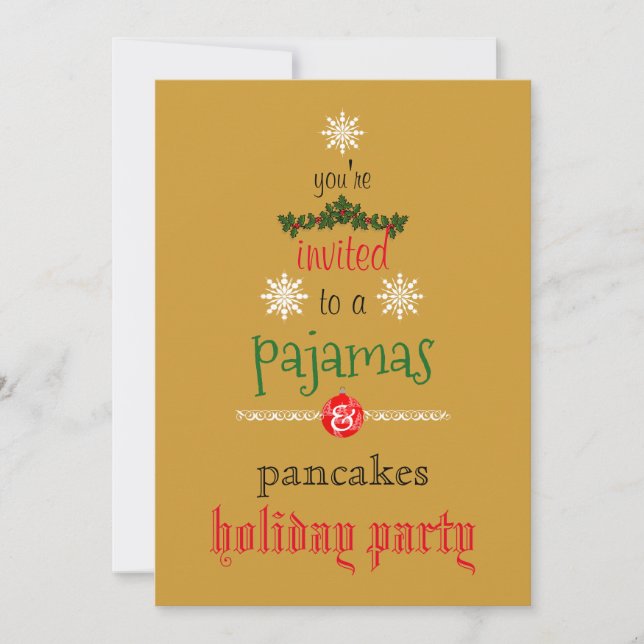 Invitación Navidades Fiesta de la familia Pajamas y Pancakes (Anverso)