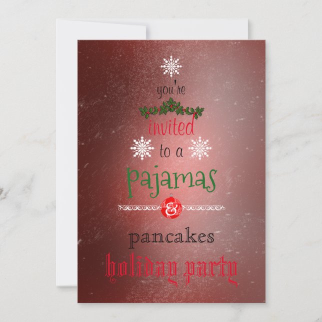 Invitación Navidades Fiesta de la familia Pajamas y Pancakes (Anverso)