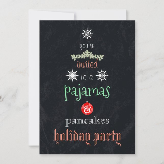 Invitación Navidades Fiesta de la familia Pajamas y Pancakes (Anverso)