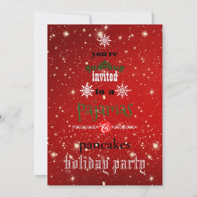 Invitación Navidades Fiesta de la familia Pajamas y Pancakes (Anverso)