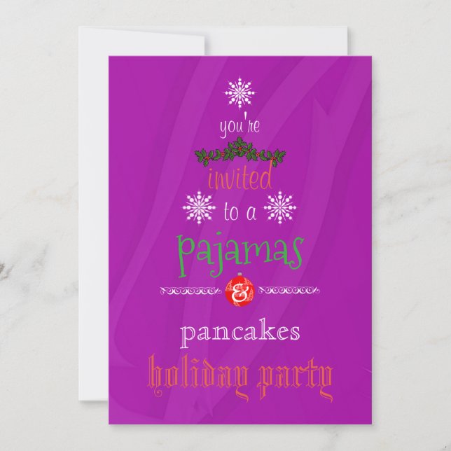 Invitación Navidades Fiesta de la familia Pajamas y Pancakes (Anverso)