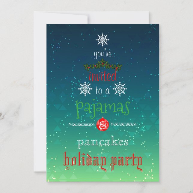 Invitación Navidades Fiesta de la familia Pajamas y Pancakes (Anverso)