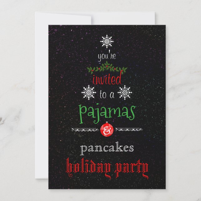 Invitación Navidades Fiesta de la familia Pajamas y Pancakes (Anverso)