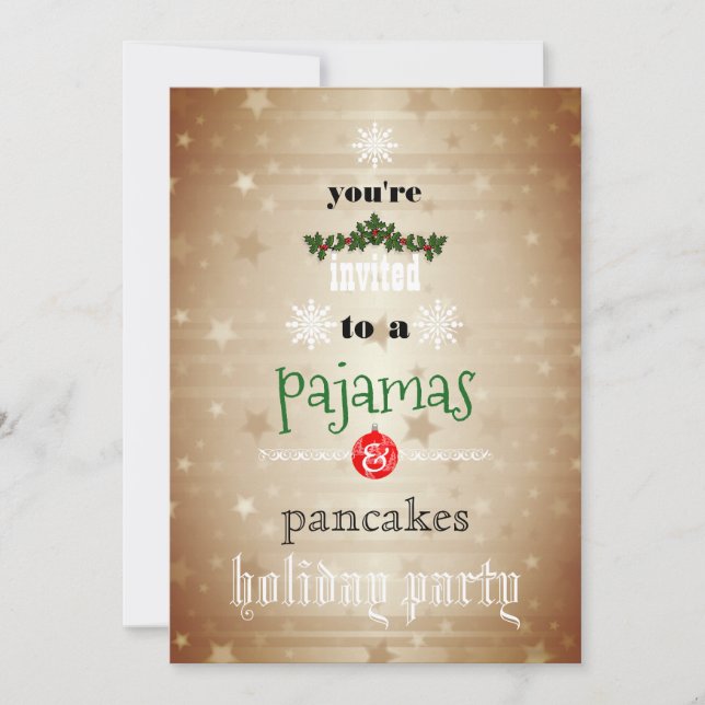 Invitación Navidades Fiesta de la familia Pajamas y Pancakes (Anverso)