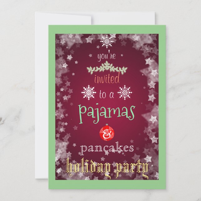 Invitación Navidades Fiesta de la familia Pajamas y Pancakes (Anverso)