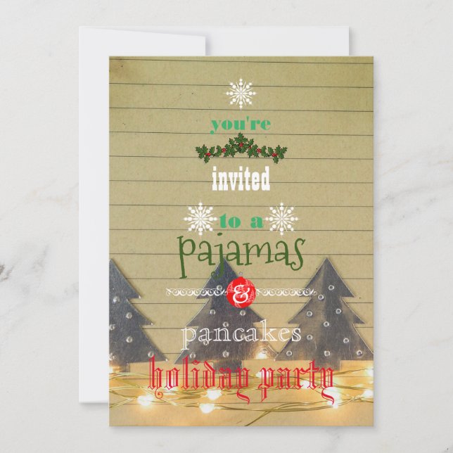 Invitación Navidades Fiesta de la familia Pajamas y Pancakes (Anverso)