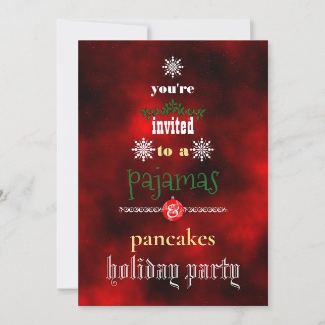 Invitación Navidades Fiesta de la familia Pajamas y Pancakes (Anverso)