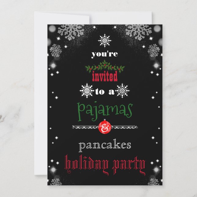 Invitación Navidades Fiesta de la familia Pajamas y Pancakes (Anverso)