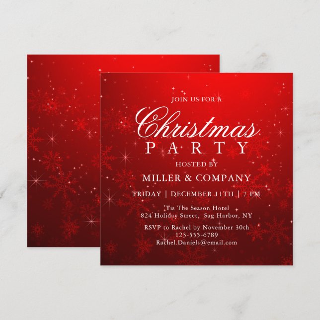 Invitación Navidades Fiesta de Navidades corporativos con cop (Anverso / Reverso)