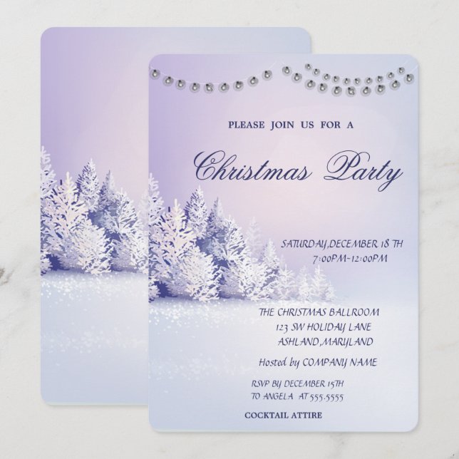 Invitación Navidades Fiesta de Navidades de la Selva de Nieve (Anverso / Reverso)