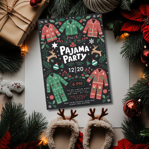 Invitación Navidades Fiesta de Pajama Fiesta de niños diverti