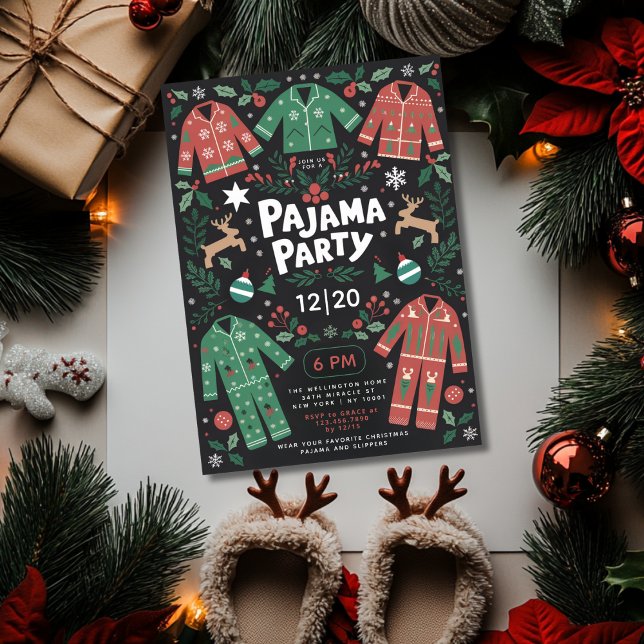 Invitación Navidades Fiesta de Pajama Fiesta de niños diverti (Subido por el creador)