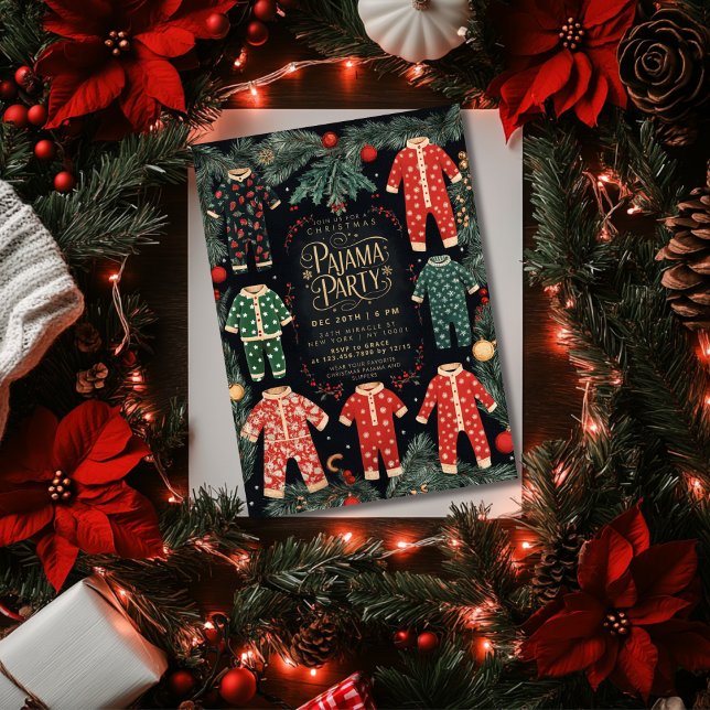 Invitación Navidades Fiesta de Pajama Fiesta de vacaciones de (Subido por el creador)