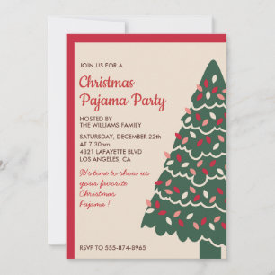 Invitación Navidades fiesta de pijama invitan al Árbol Gigant