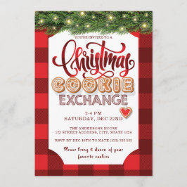 Invitación Navidades Fiesta de Red Plaid Cookie Exchange