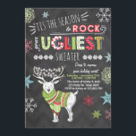Invitación Navidades fiesta de suéter feo Chalkboard rojo ver<br><div class="desc">(H) ¡Una manera perfecta de invitarte a tu fiesta!</div>